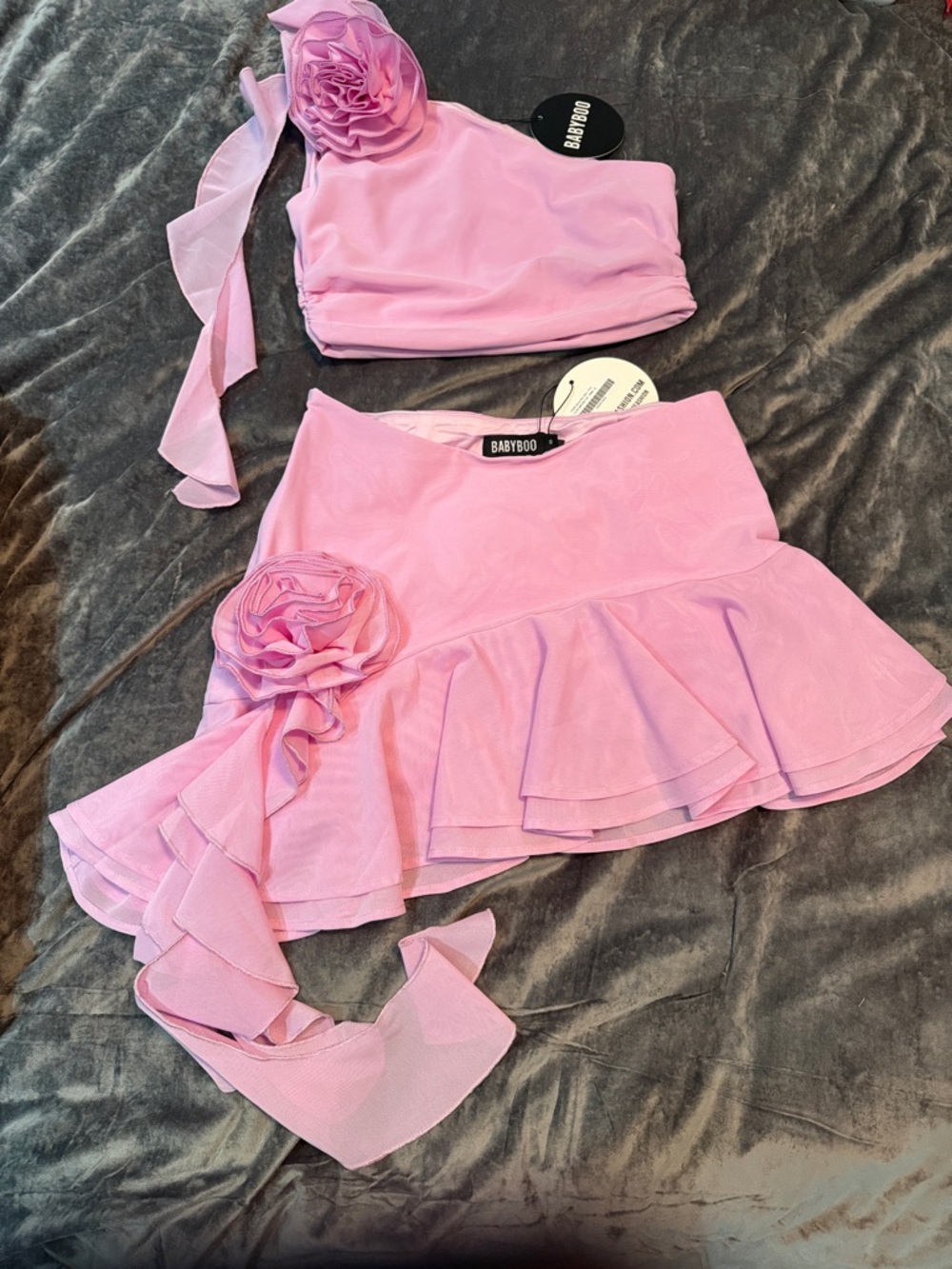 BabyBoo Pink Two-Piece Ruffle Swim Set